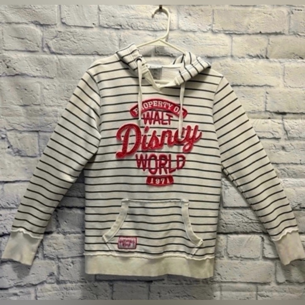 Disney Parks Hooded Sweater Size Medium White & Dark Pink